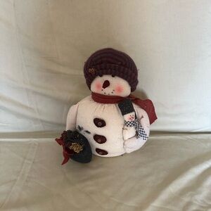 Plush Snowman with Red Hat and Scarf